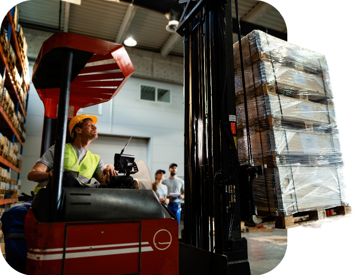 staff operate the forklift