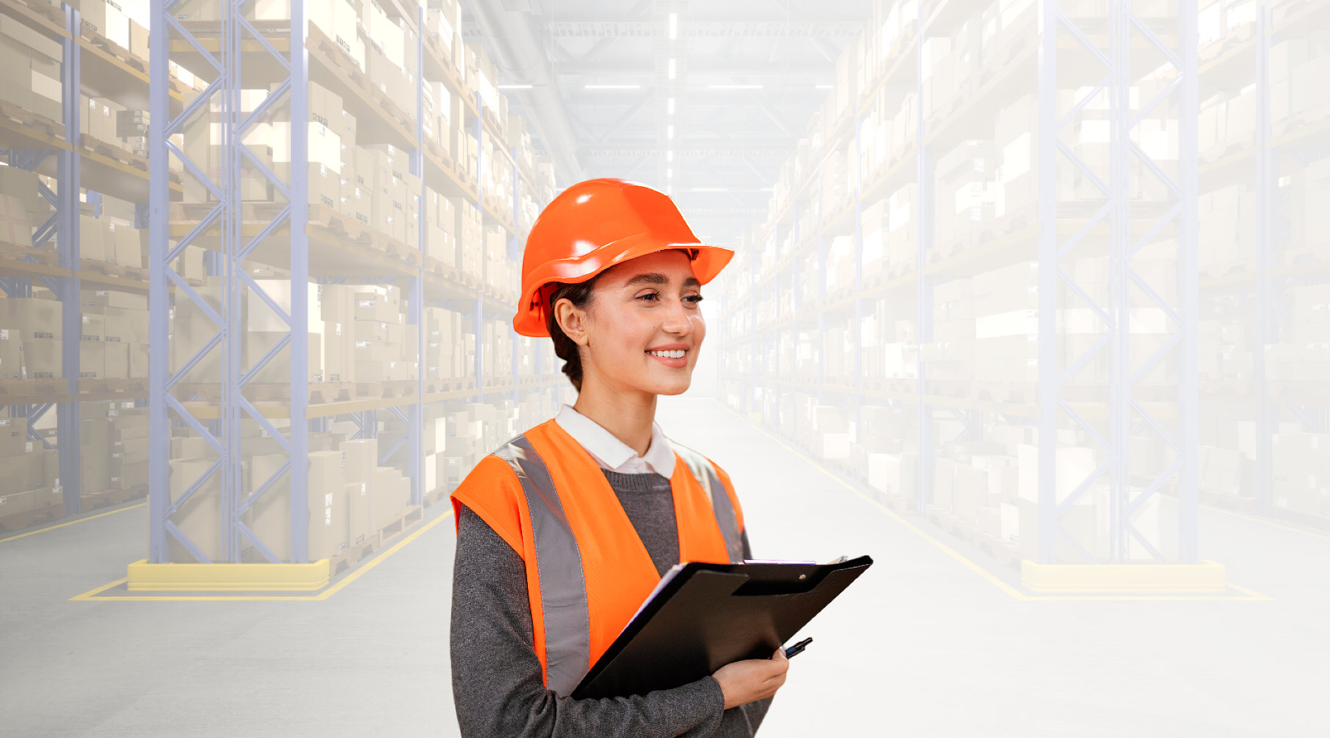 female staff holding hard folder