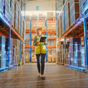 woman checking the cargo